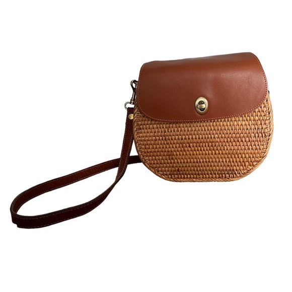 Bags Straw And Leather Shoulder Strap Purse Poshmark